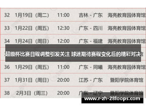 超级杯比赛日程调整引发关注 球迷期待赛程变化后的精彩对决