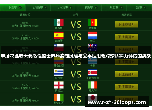 单场决胜放大偶然性的世界杯赛制风险与公平性思考对球队实力评估的挑战
